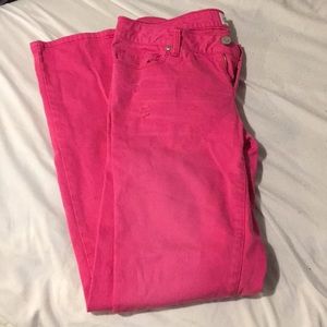 Hot pink skinny jeans